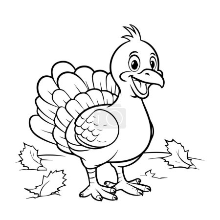 Ilustración de Página para colorear de dibujos animados de pavo para el día de acción de gracias - Imagen libre de derechos