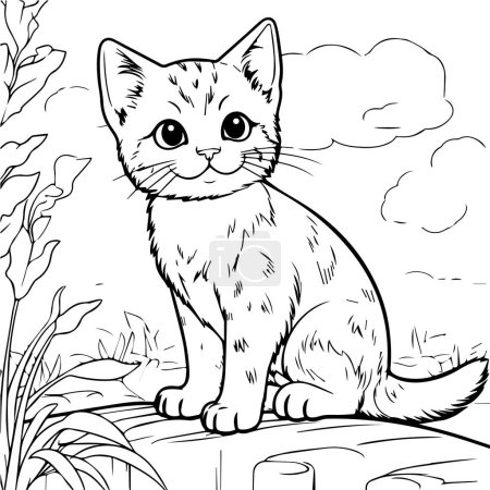 Téléchargez les illustrations : Livre de coloriage de chat - en licence libre de droit