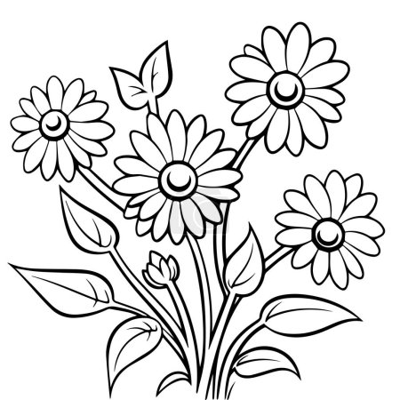 Téléchargez les illustrations : Belles fleurs avec jardin de feuilles - en licence libre de droit