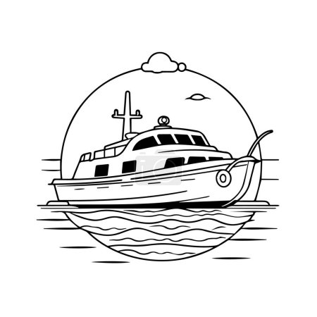 Téléchargez les illustrations : Bateau de croisière dans la mer - en licence libre de droit