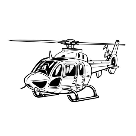 Téléchargez les illustrations : Croquis hélicoptère pour livre à colorier - en licence libre de droit