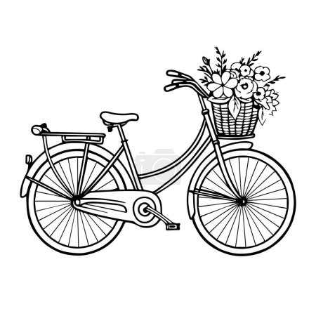 Illustration for Bicycle flowers with basket and basket - Royalty Free Image