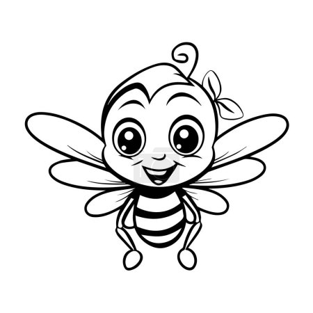 Téléchargez les illustrations : Dessin animé vectoriel de mignonne petite abeille souriante. - en licence libre de droit
