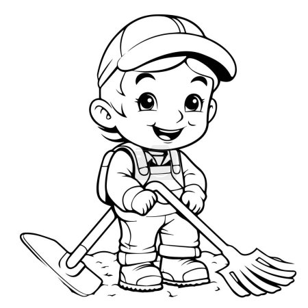 Illustration for Cartoon of a happy boy with shovel - Royalty Free Image