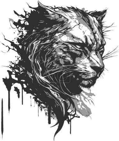 Illustration for Cool Panther head sketch for tattoo, logo, engraving. Vector illustration - Royalty Free Image