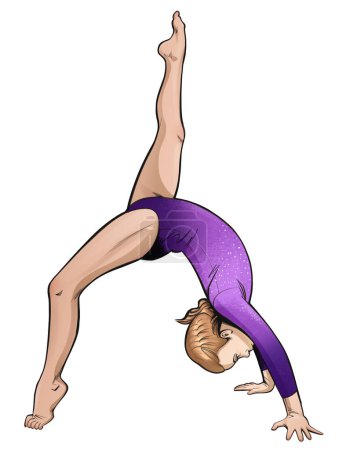 Téléchargez les photos : Illustration semi-réaliste d'un jeune gymnaste effectuant un saut périlleux. - en image libre de droit