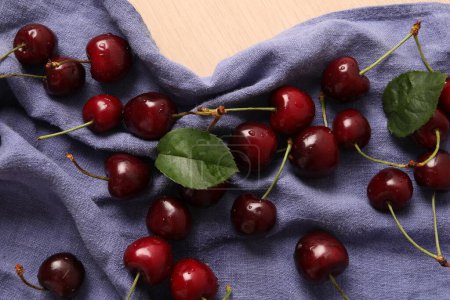 Photo for Red cherries on a black background - Royalty Free Image