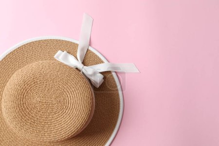 Photo for Summer hat on a colored background - Royalty Free Image