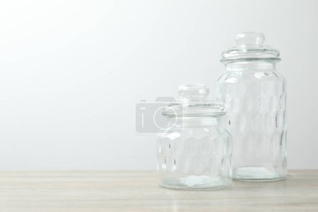 Photo for Glass containers for storing food on the table - Royalty Free Image