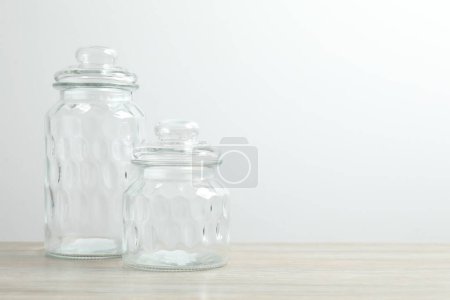 Glass containers for storing food on the table