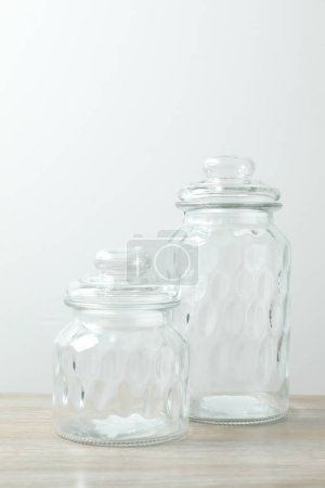 Photo for Glass containers for storing food on the table - Royalty Free Image
