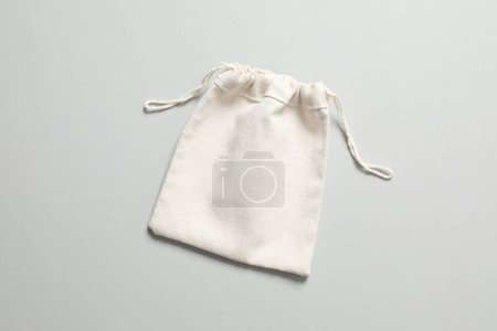Small eco sack on gray background. Top view.