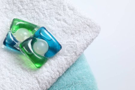 Washing capsules on the towel