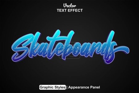 Ilustración de Efecto de texto de skateboards con estilo gráfico de color azul y editable. - Imagen libre de derechos