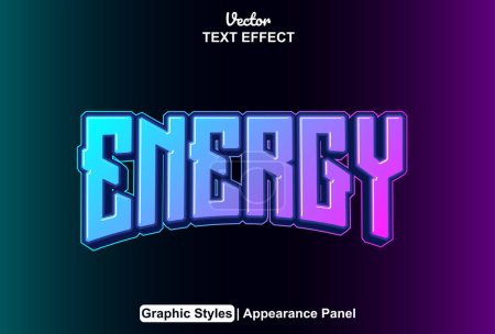 Illustration for Energy text effect with blue graphic style and editable - Royalty Free Image