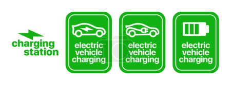 green electric car vehicle charging station sign vector