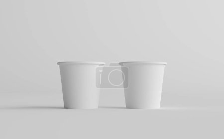 Photo for 4 oz. Small Single Wall Paper Espresso  Coffee Cup Mockup  - Two Cups. 3D Illustration - Royalty Free Image