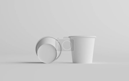 Photo for 4 oz. Small Single Wall Paper Espresso  Coffee Cup Mockup  - Two Cups. 3D Illustration - Royalty Free Image
