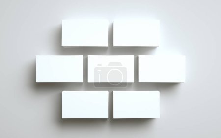Téléchargez les photos : Modèle de carte de visite (US 3.5 x 2) - Cinq piles de cartes. Illustration 3D - en image libre de droit
