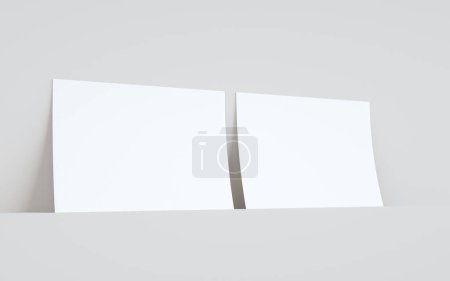 A4 Flyer / Letterhead Mock-Up - Two Flyers Against Wall Background. 3D Illustration