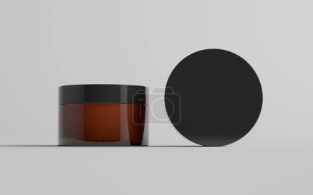 Téléchargez les photos : Pot cosmétique en verre ambré Mockup - Deux pots - en image libre de droit