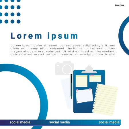 Téléchargez les illustrations : Modèle de médias sociaux minimaliste moderne à dégradé bleu - Design élégant et captivant - en licence libre de droit