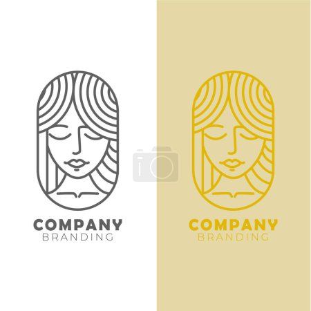Ilustración de Línea minimalista arte chica cara emblema logotipo - Diseño sutil y elegante - Imagen libre de derechos