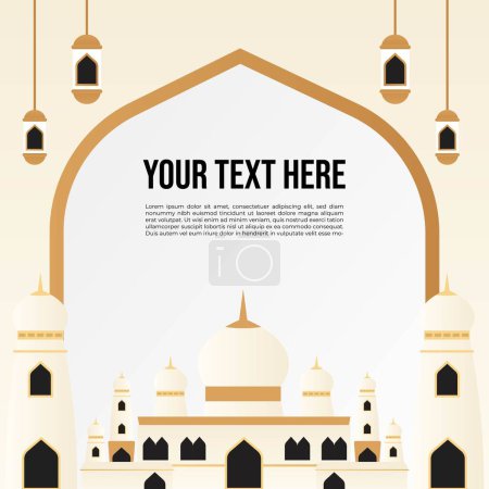 Social media post idea for Ramadhan and eid fitr day with mosque frame vector