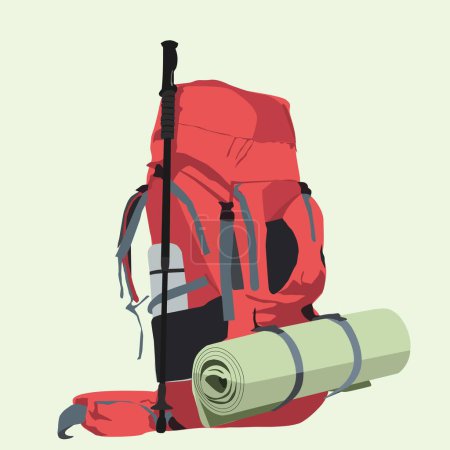 Ilustración de Esta cautivadora ilustración muestra una mochila de montaña resistente y duradera, perfecta para aventuras al aire libre. - Imagen libre de derechos