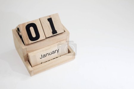 Foto de Calendario perpetuo de madera que muestra el 1 de enero - Imagen libre de derechos