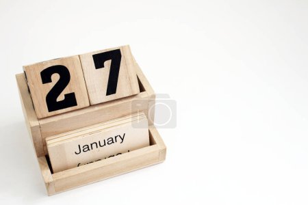 Foto de Calendario perpetuo de madera que muestra el 27 de enero - Imagen libre de derechos