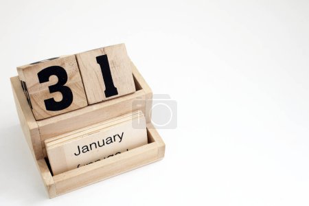 Foto de Calendario perpetuo de madera que muestra el 31 de enero - Imagen libre de derechos