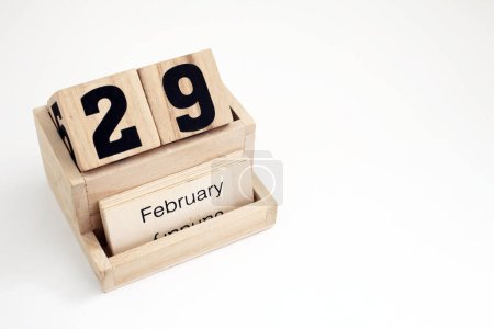 Photo for Wooden perpetual calendar showing the 29th of February - Royalty Free Image