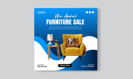 Illustration for Free vector furniture sale social media and instagram post design template - Royalty Free Image