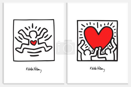 Keith Haring Série de 3, Affiche d'exposition, Keith Haring Affiche, Galerie Wall Set, Pop Art Décor à la maison, Art mural, Affiche de musée, Pop Art Print,
