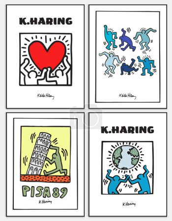 Keith Haring Conjunto de 3, Póster de exposición, Póster de Keith Haring, Conjunto de pared de la galería, Pop Art Home Decor, Wall Art, Póster del museo, Pop Art Print,