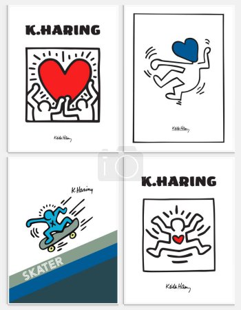 Keith Haring Série de 3, Affiche d'exposition, Keith Haring Affiche, Galerie Wall Set, Pop Art Décor à la maison, Art mural, Affiche de musée, Pop Art Print,