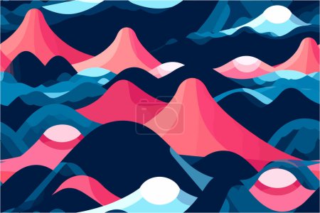 A flat, tiling material design wallpaper inspired by a sunset mountain landscape