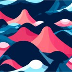A flat, tiling material design wallpaper inspired by a sunset mountain landscape