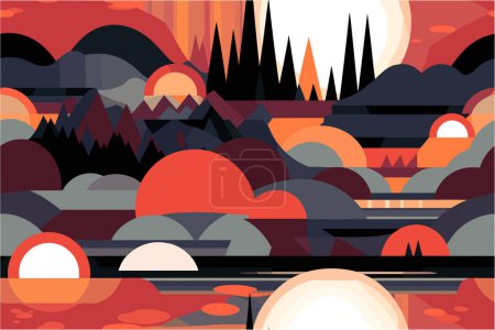 A tiling flat material design wallpaper inspired by a tropical sunset
