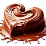 Celebrate World Chocolate Day with this single Chocolate Heart vector featuring heart-shaped chocolates, tastefully presented,  with splashes of chocolate powder and/or sauce. Rendered in a slightly surreal digital watercolor style with flat colors.
