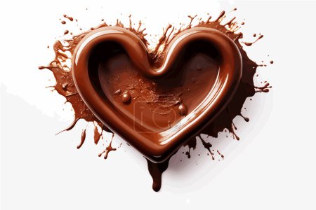 Téléchargez les photos : Célébrez la Journée mondiale du chocolat avec ce vecteur Chocolate Heart unique avec des chocolats en forme de cœur, présentés avec goût, avec des éclaboussures de poudre de chocolat et / ou de sauce. rendu dans un style d'aquarelle numérique légèrement surréaliste avec des couleurs plates. - en image libre de droit