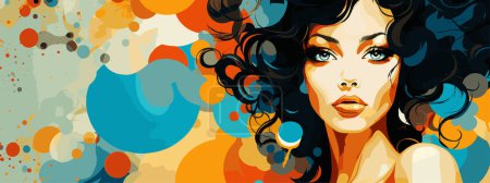 Photo for Expressive material vector banners, featuring strong, militant female faces. Harmonized with abstract backgrounds. Ample text space. Ideal for web use. - Royalty Free Image