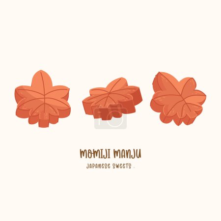 Illustration for Momiji Manju japan bakery vector isolated on white background. Japanese Asia sweet dessert flat illustration - Royalty Free Image