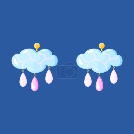 Moderne wolkenförmige Ohrringe. Niedliche trendige Girly-Accessoires. Y2k Ästhetik. Cartoon, flache Vektorillustration