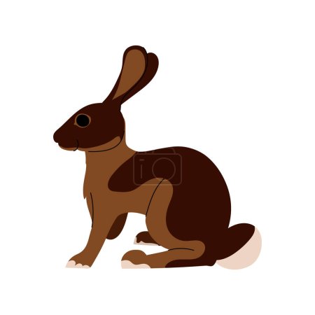 Ilustración de Liebre de conejo marrón aislada sobre fondo blanco. Vector animal carácter plano ilustración - Imagen libre de derechos