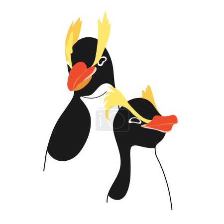 Illustration for Erect-Crested Penguin isolated on white background. Cartoon Australian bird character. Vector flat style Illustration - Royalty Free Image