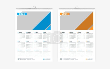 2024 one page calendar design template