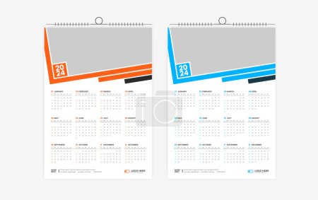 2024 one page calendar design template