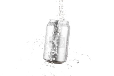 Photo for Soft drink can with water splash - Royalty Free Image